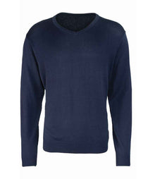 Premier Knitted Cotton Acrylic V Neck Sweater PR694 - Navy