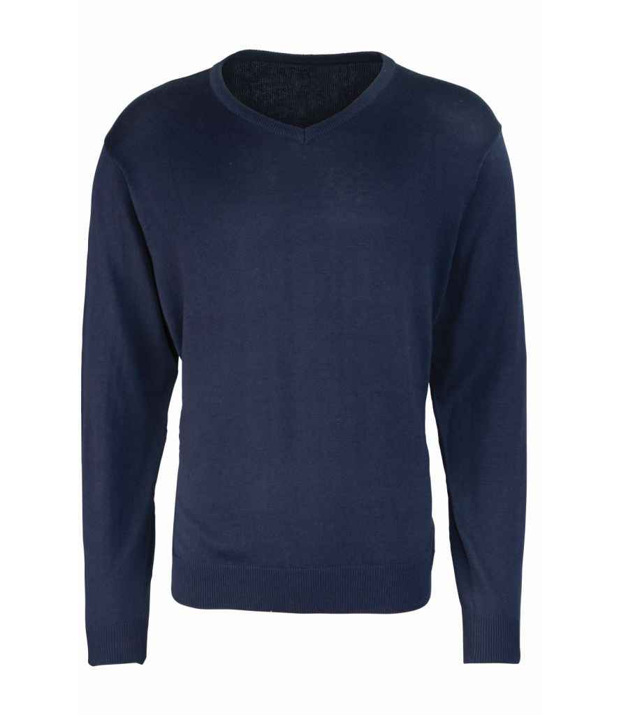 Premier Knitted Cotton Acrylic V Neck Sweater PR694 - Navy