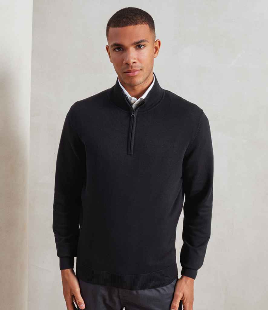 Premier Zip Neck Sweater PR695 - PR695 Black Model