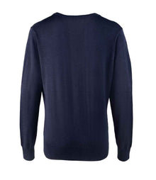 Premier Ladies Knitted Cotton Acrylic V Neck Sweater PR696 - PR696 Navy Back