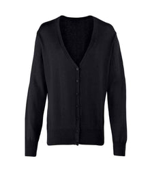 Premier Ladies Cotton Acrylic V Neck Cardigan PR697 - Black