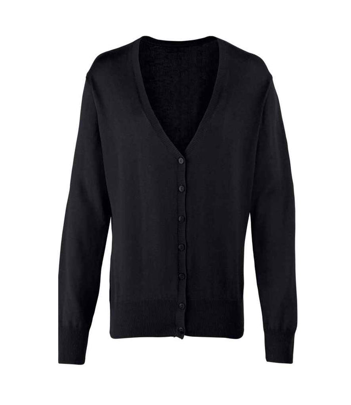 Premier Ladies Cotton Acrylic V Neck Cardigan PR697 - Black