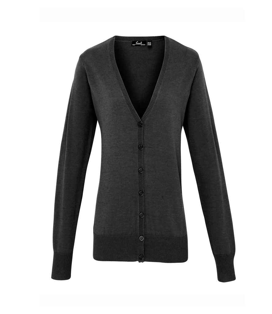 Premier Ladies Cotton Acrylic V Neck Cardigan PR697 - Charcoal