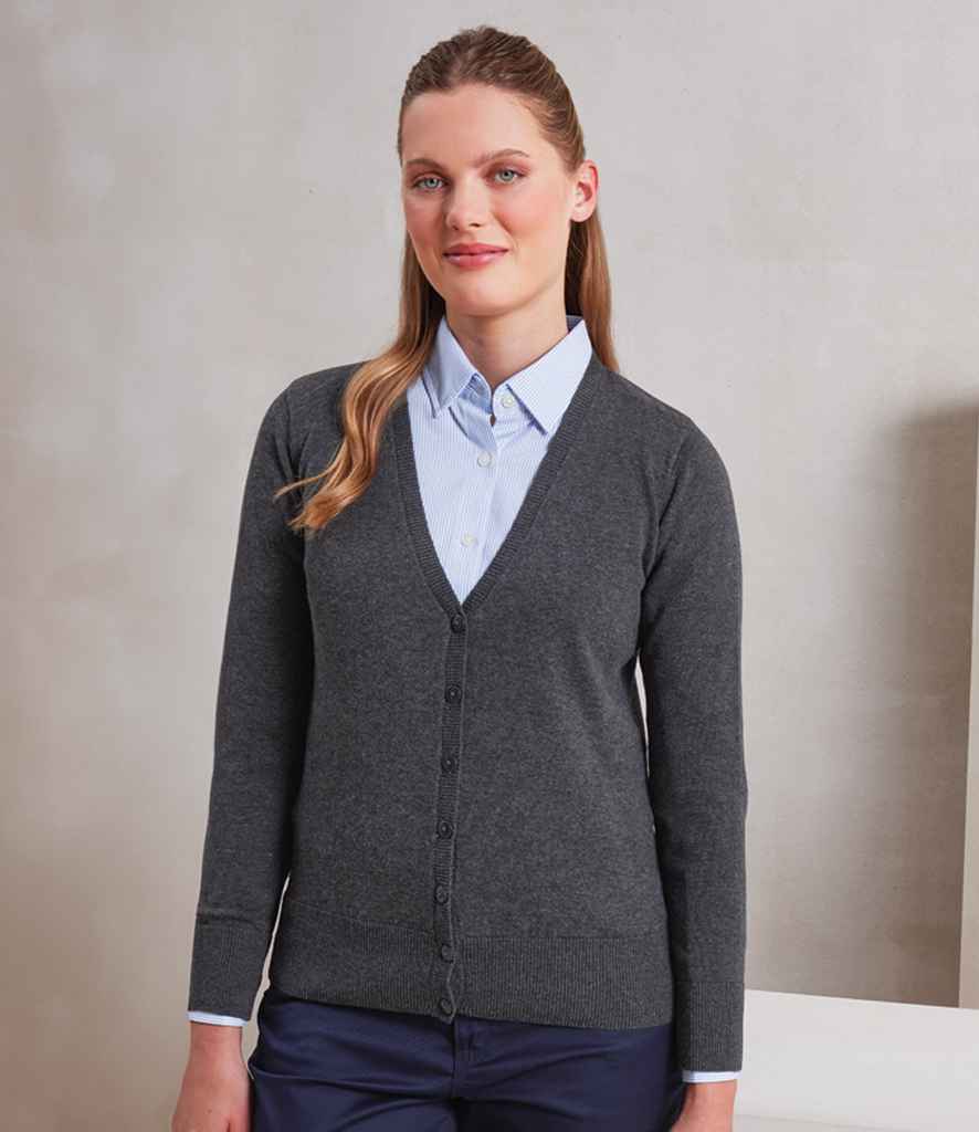 Premier Ladies Cotton Acrylic V Neck Cardigan PR697 - PR697 Charcoal Model