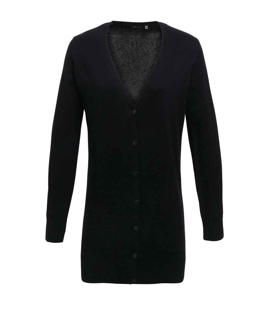 Premier Ladies Longline V Neck Cardigan PR698 - Black