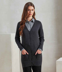 Premier Ladies Longline V Neck Cardigan PR698 - PR698 Charcoal Model