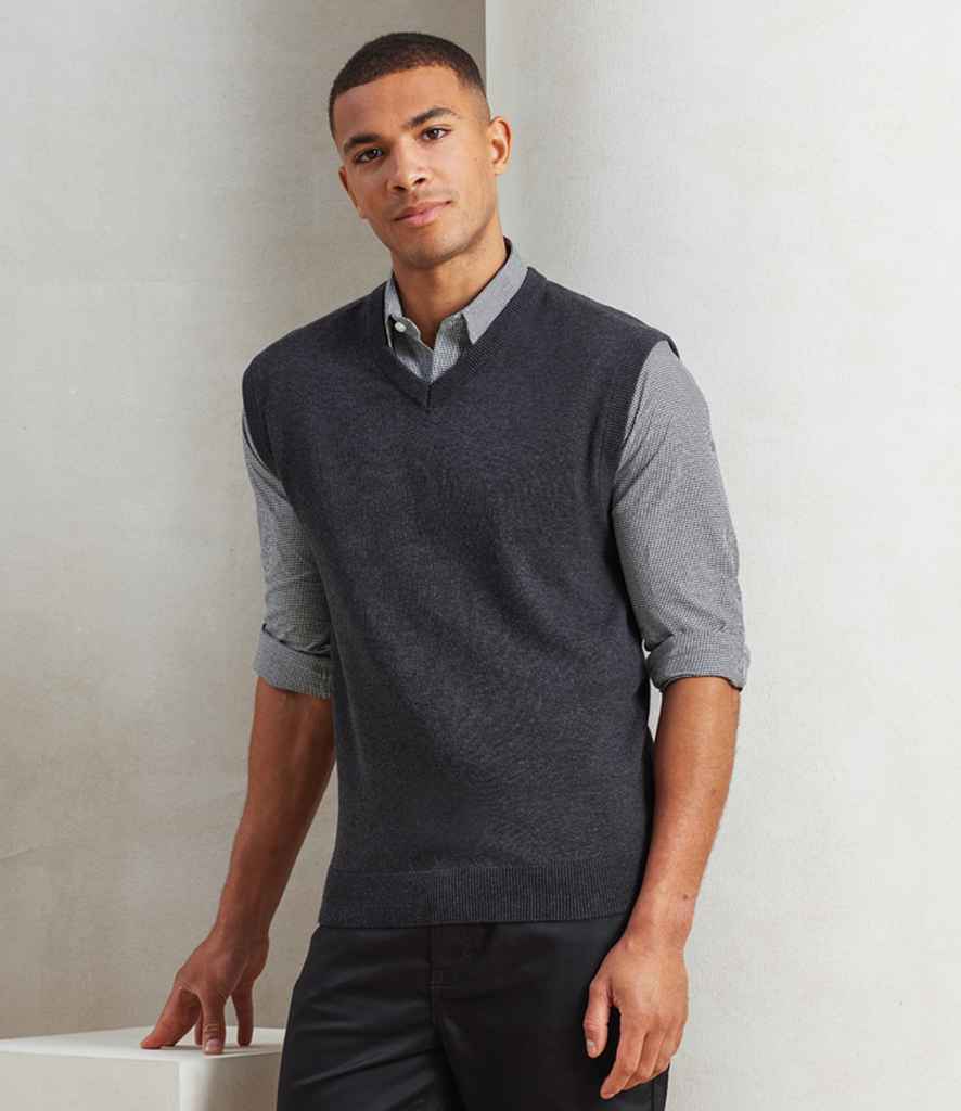 Premier Sleeveless Cotton Acrylic V Neck Sweater PR699 - PR699 Charcoal Model