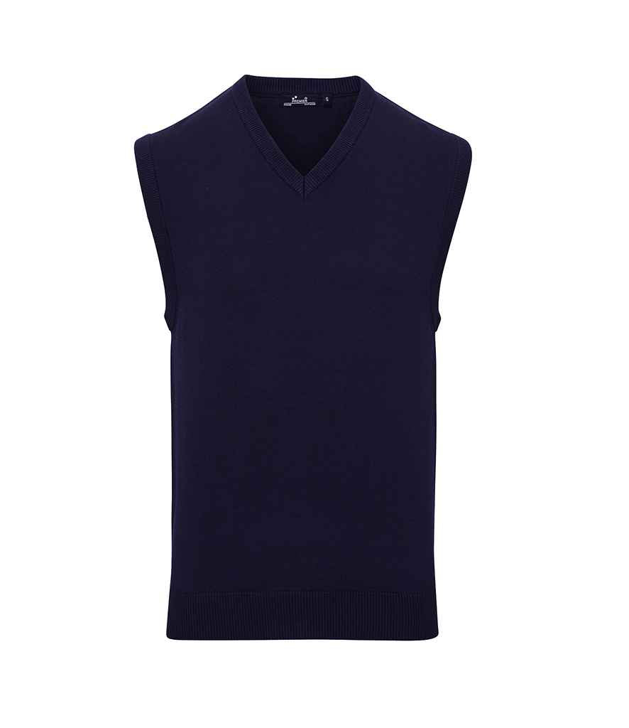 Premier Sleeveless Cotton Acrylic V Neck Sweater PR699 - Navy