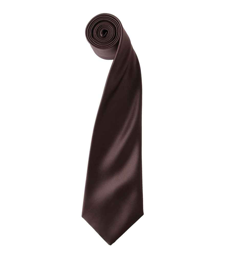 Premier 'Colours' Satin Tie PR750 - Brown