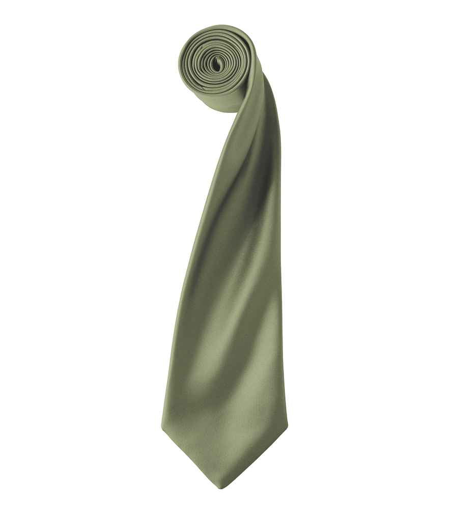 Premier 'Colours' Satin Tie PR750 - Olive Green