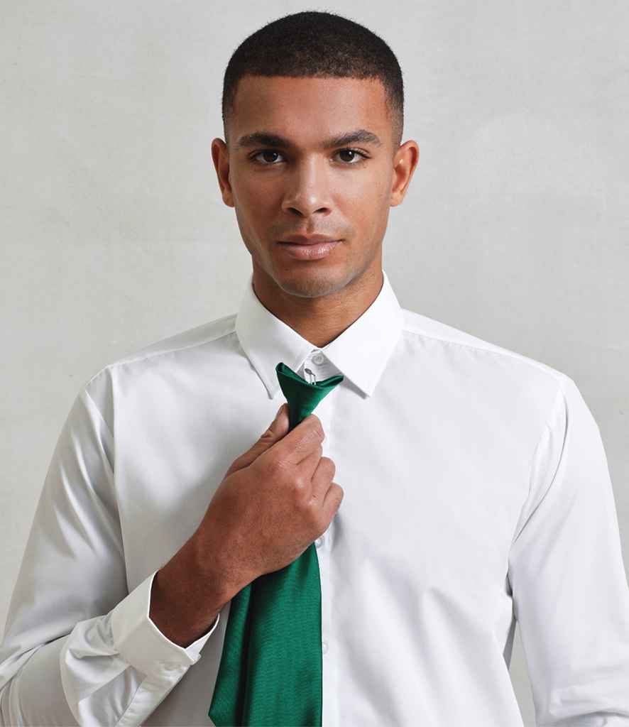 Premier 'Colours' Satin Clip Tie PR755 - PR755 Bottle Green Model