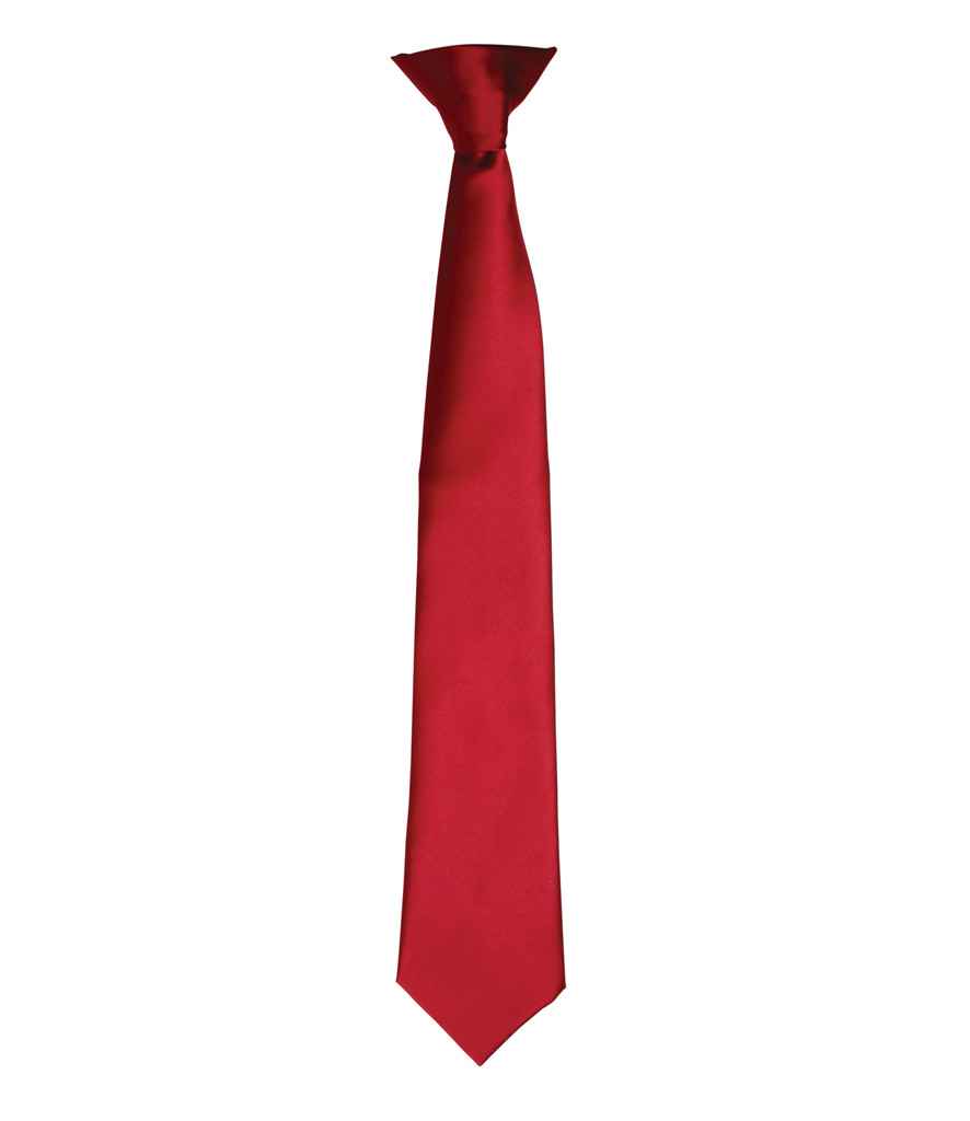 Premier 'Colours' Satin Clip Tie PR755 - Burgundy