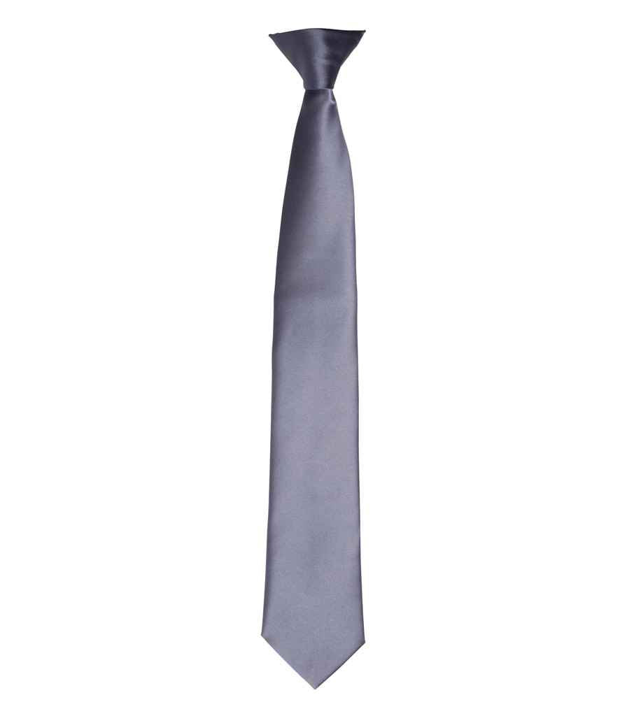 Premier 'Colours' Satin Clip Tie PR755 - Steel