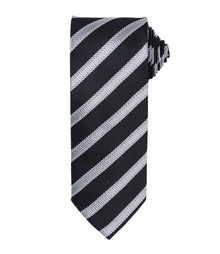 Premier Waffle Stripe Tie PR783 - Black/Dark Grey