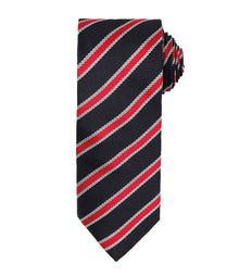 Premier Waffle Stripe Tie PR783 - Black/Red