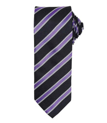 Premier Waffle Stripe Tie PR783 - Black/Rich Violet