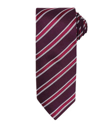 Premier Waffle Stripe Tie PR783 - Burgundy/Aubergine