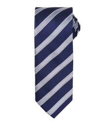 Premier Waffle Stripe Tie PR783 - Navy/Silver