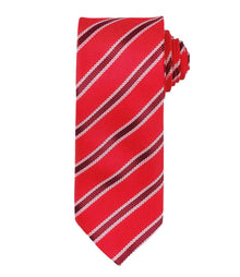 Premier Waffle Stripe Tie PR783 - Red/Burgundy