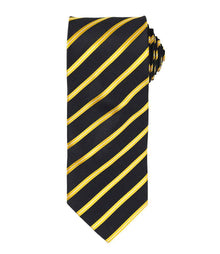 Premier Sports Stripe Tie PR784 - Black/Gold