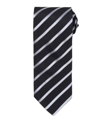 Premier Sports Stripe Tie PR784 - Black/Silver