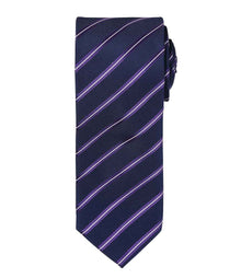 Premier Sports Stripe Tie PR784 - Navy/Purple