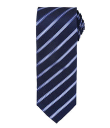 Premier Sports Stripe Tie PR784 - Navy/Royal Blue