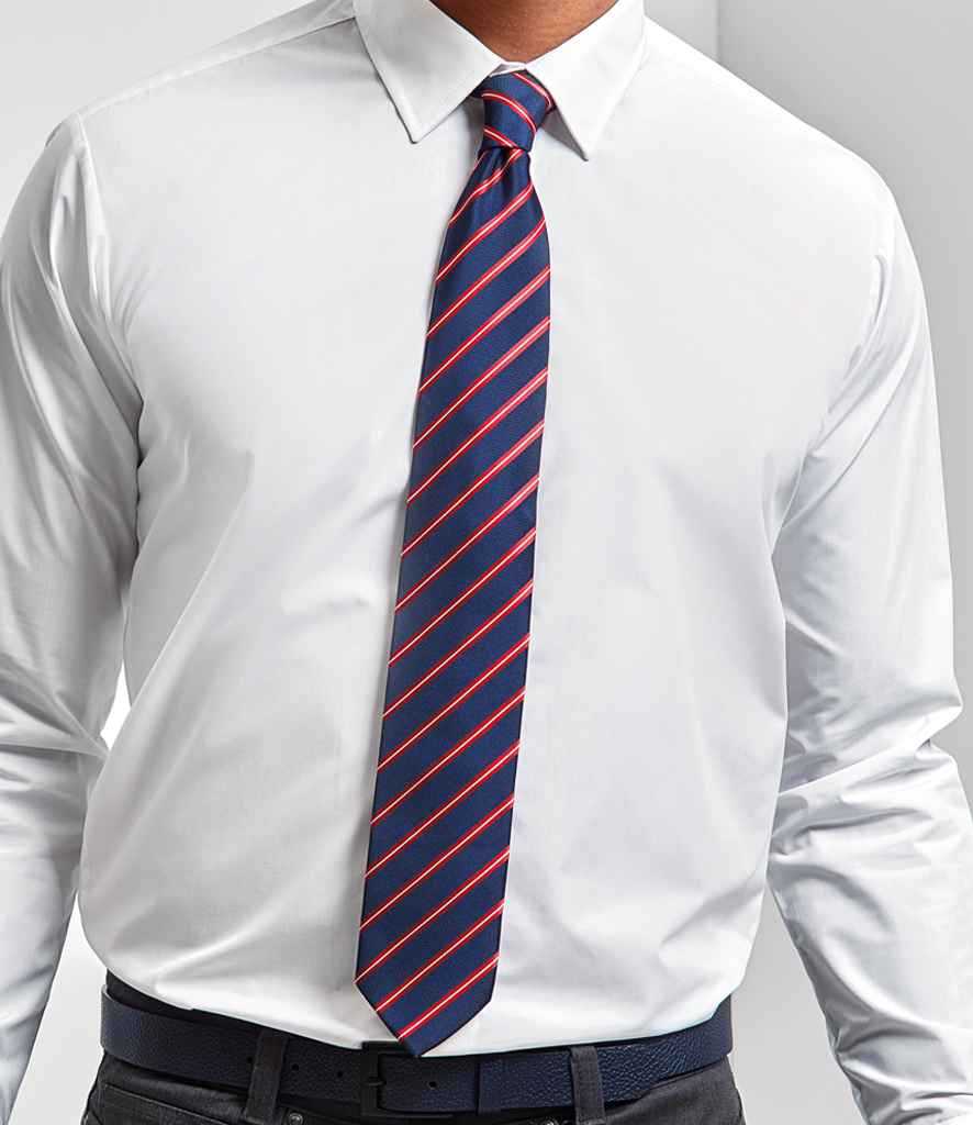 Premier Sports Stripe Tie PR784 - PR784 Navy/Red Model