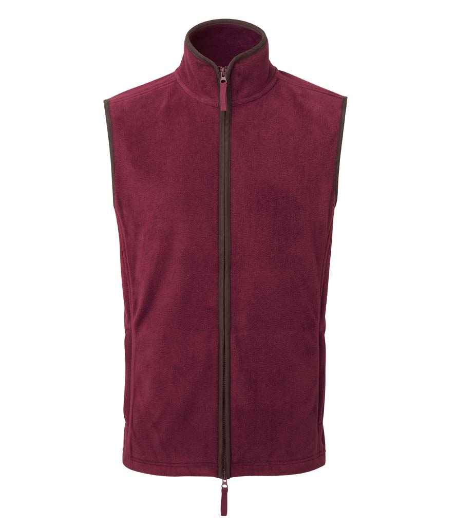 Premier Artisan Fleece Gilet PR803 - Burgundy/Brown