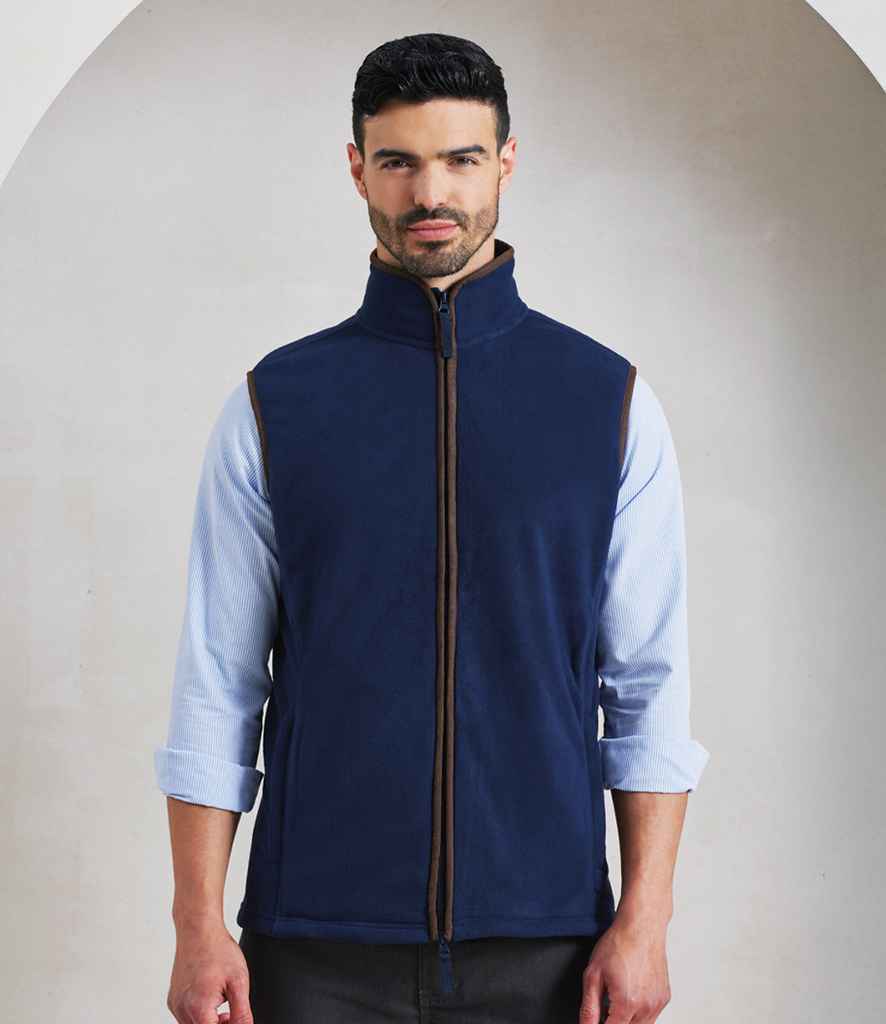 Premier Artisan Fleece Gilet PR803 - PR803 Navy/Brown Model