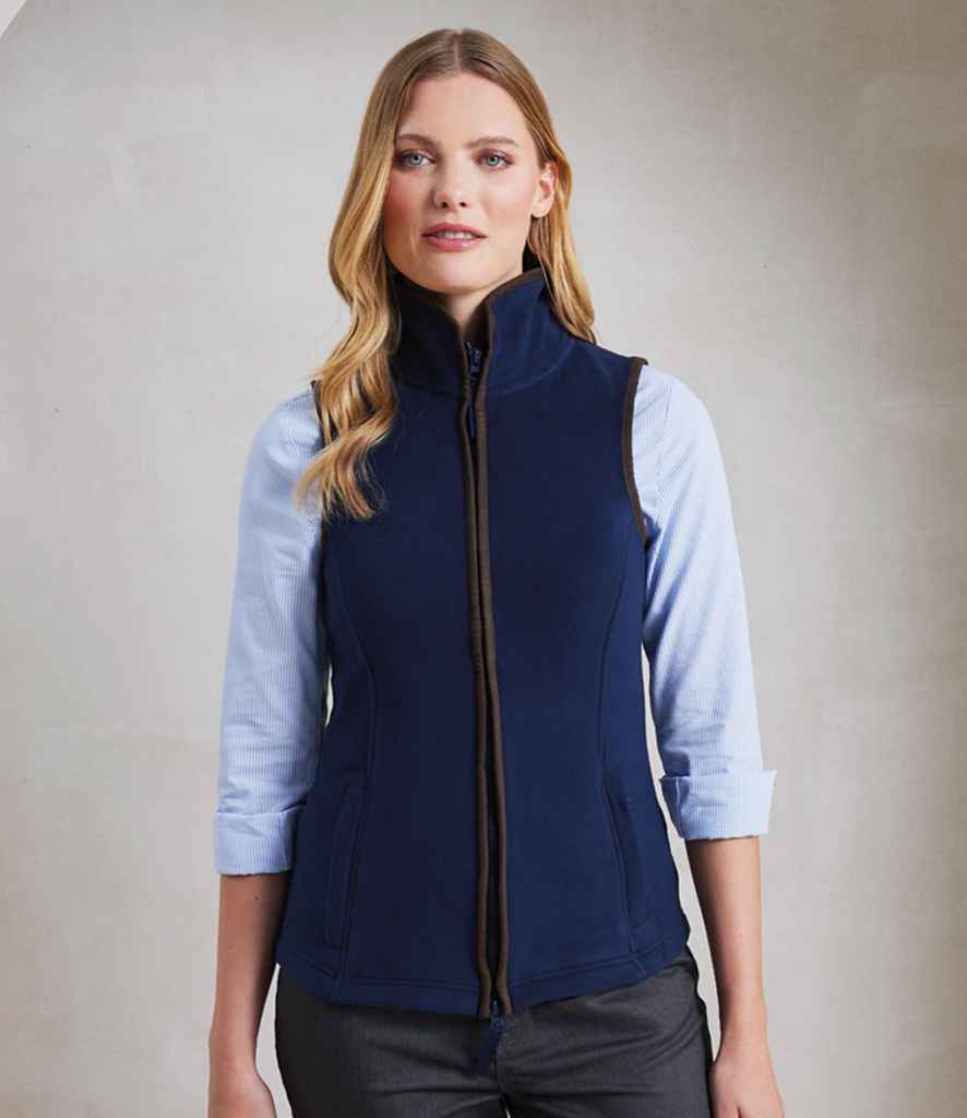 Premier Ladies Artisan Fleece Gilet PR804 - PR804 Navy/Brown Model