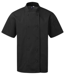 Premier Coolchecker® Short Sleeve Chef's Jacket PR902 - Black