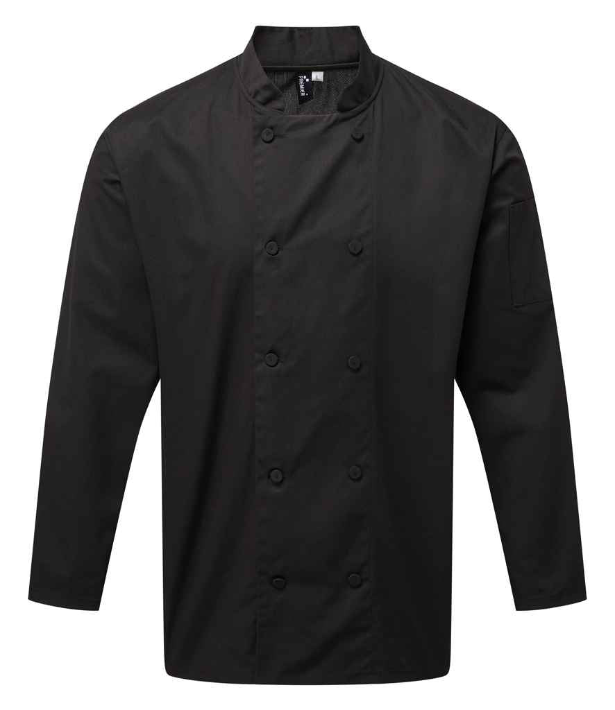 Premier Coolchecker® Long Sleeve Chef's Jacket PR903 - Black