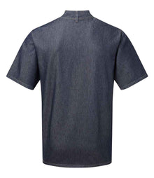 Premier Short Sleeve Zipped Chef's Jacket PR906 - PR906 Indigo Denim Back