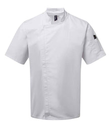 Premier Short Sleeve Zipped Chef's Jacket PR906 - White