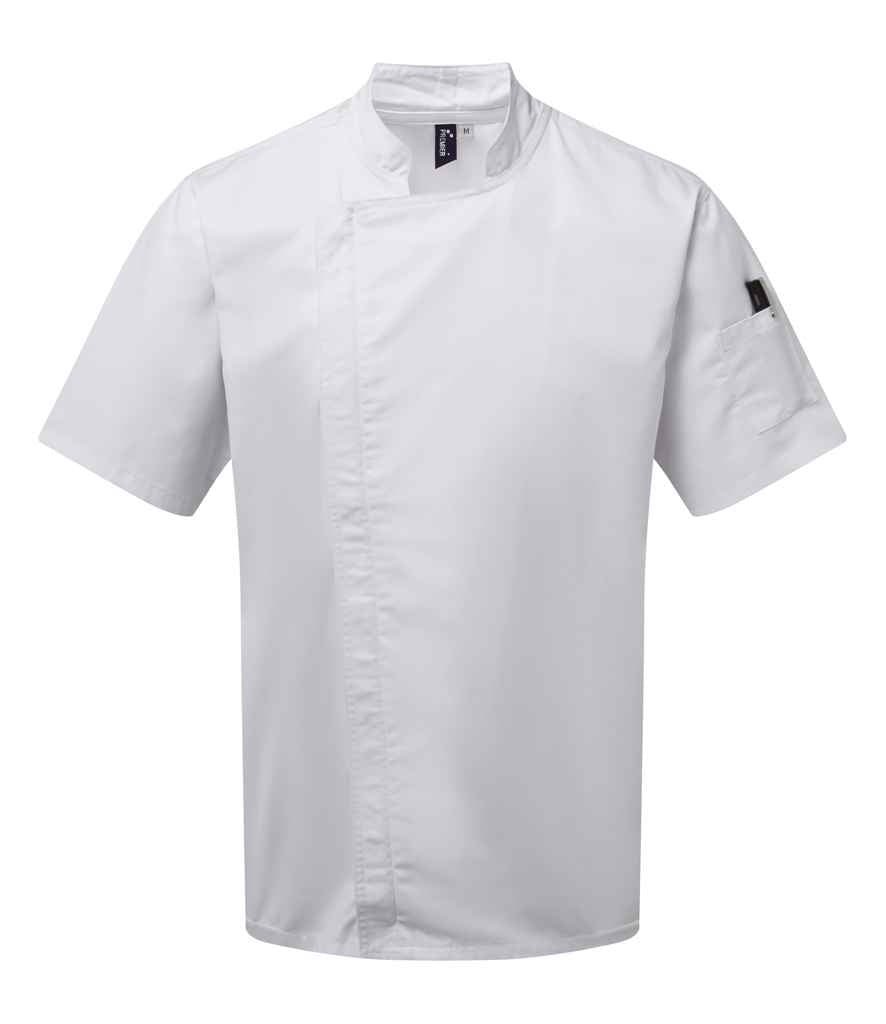 Premier Short Sleeve Zipped Chef's Jacket PR906 - White