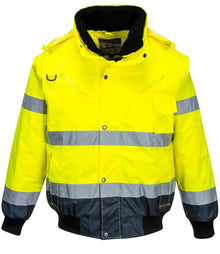 Portwest 3-in-1 Hi-Vis Bomber Jacket PW013 - Yellow/Navy