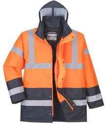 Portwest Hi-Vis Contrast Traffic Jacket PW025 - Orange/Navy