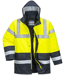 Portwest Hi-Vis Contrast Traffic Jacket PW025 - Yellow/Navy