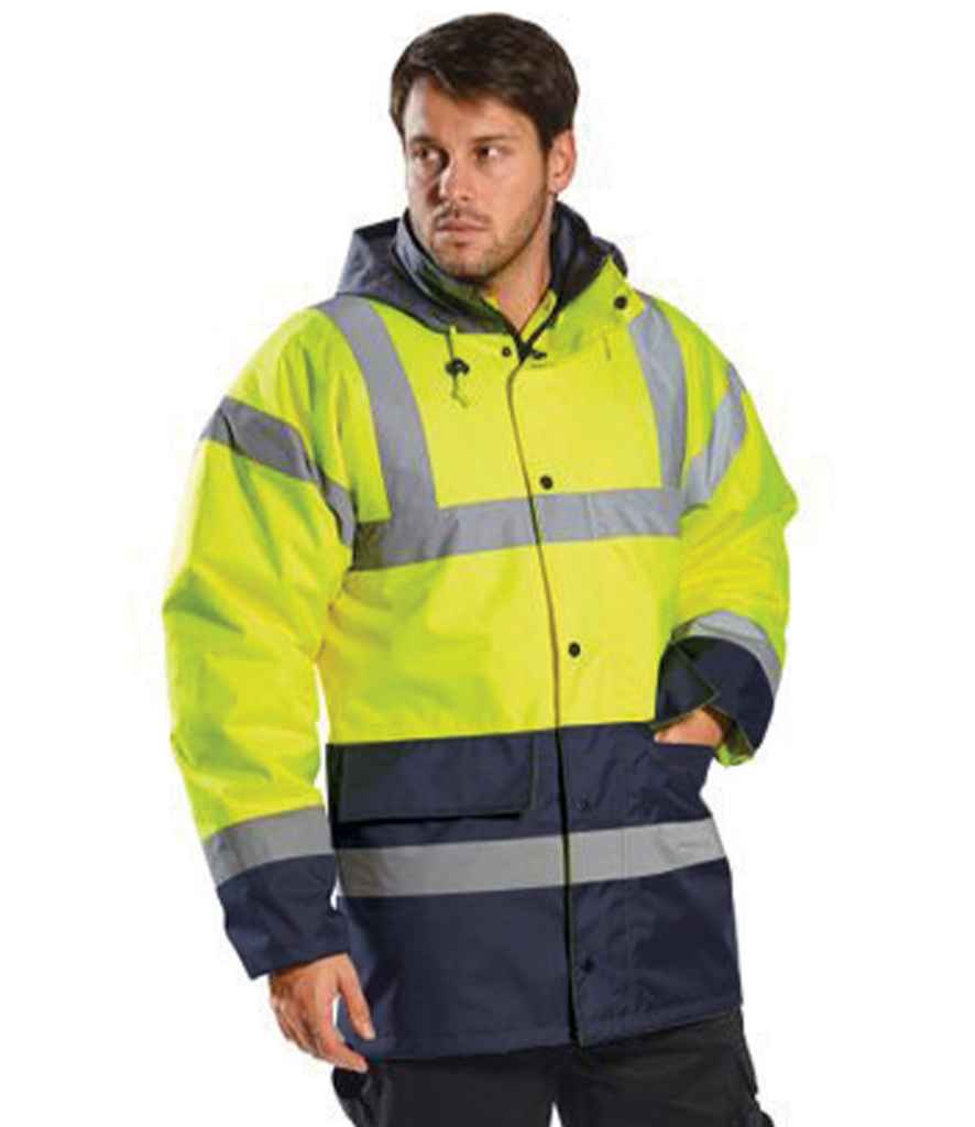 Portwest Hi-Vis Contrast Traffic Jacket PW025 - PW025 Yellow/Navy Model