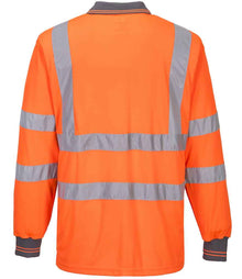 Portwest Hi-Vis Long Sleeve Polo Shirt PW059 - PW059 Orange Back
