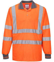 Portwest Hi-Vis Long Sleeve Polo Shirt PW059 - Orange