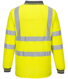 Portwest Hi-Vis Long Sleeve Polo Shirt PW059 - PW059 Yellow Back