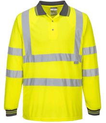 Portwest Hi-Vis Long Sleeve Polo Shirt PW059 - Yellow