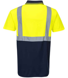 Portwest Hi-Vis Two Tone Polo Shirt PW062 - PW062 Yellow/Navy Back