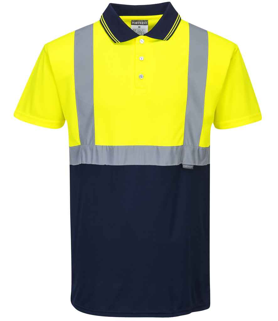 Portwest Hi-Vis Two Tone Polo Shirt PW062 - Yellow/Navy