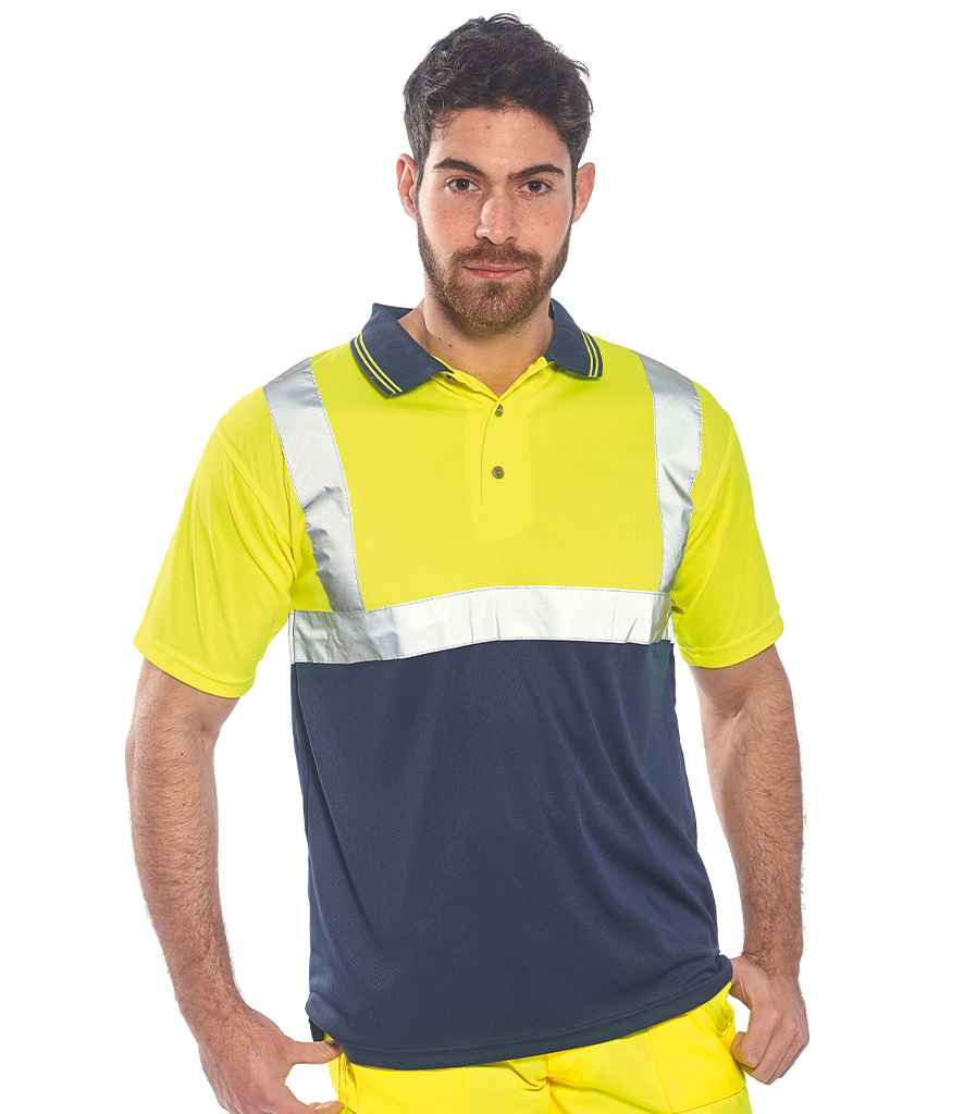 Portwest Hi-Vis Two Tone Polo Shirt PW062 - PW062 Yellow/Navy Model
