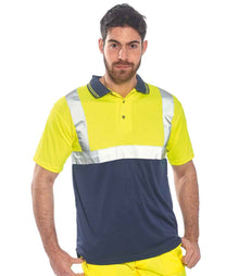 Portwest Hi-Vis Two Tone Polo Shirt PW062 - PW062 Yellow/Navy Model