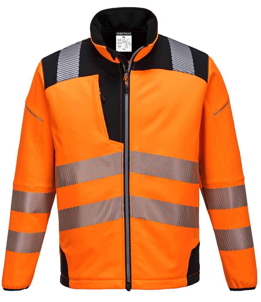 Portwest PW3 Hi-Vis Soft Shell Jacket PW1011 - Orange/Black