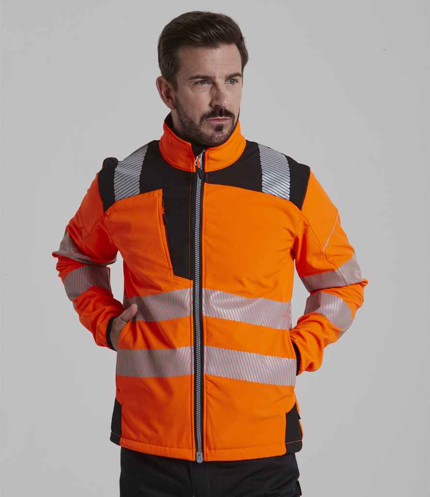 Portwest PW3 Hi-Vis Soft Shell Jacket PW1011 - PW1011 Orange/Black Model